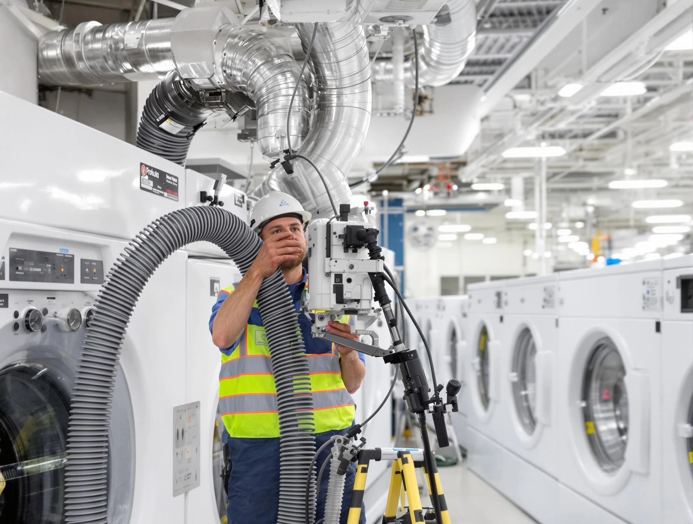 Pleasant View Dryer Vent Cleaning team performing commercial-grade dryer vent cleaning at a business facility in Pleasant View